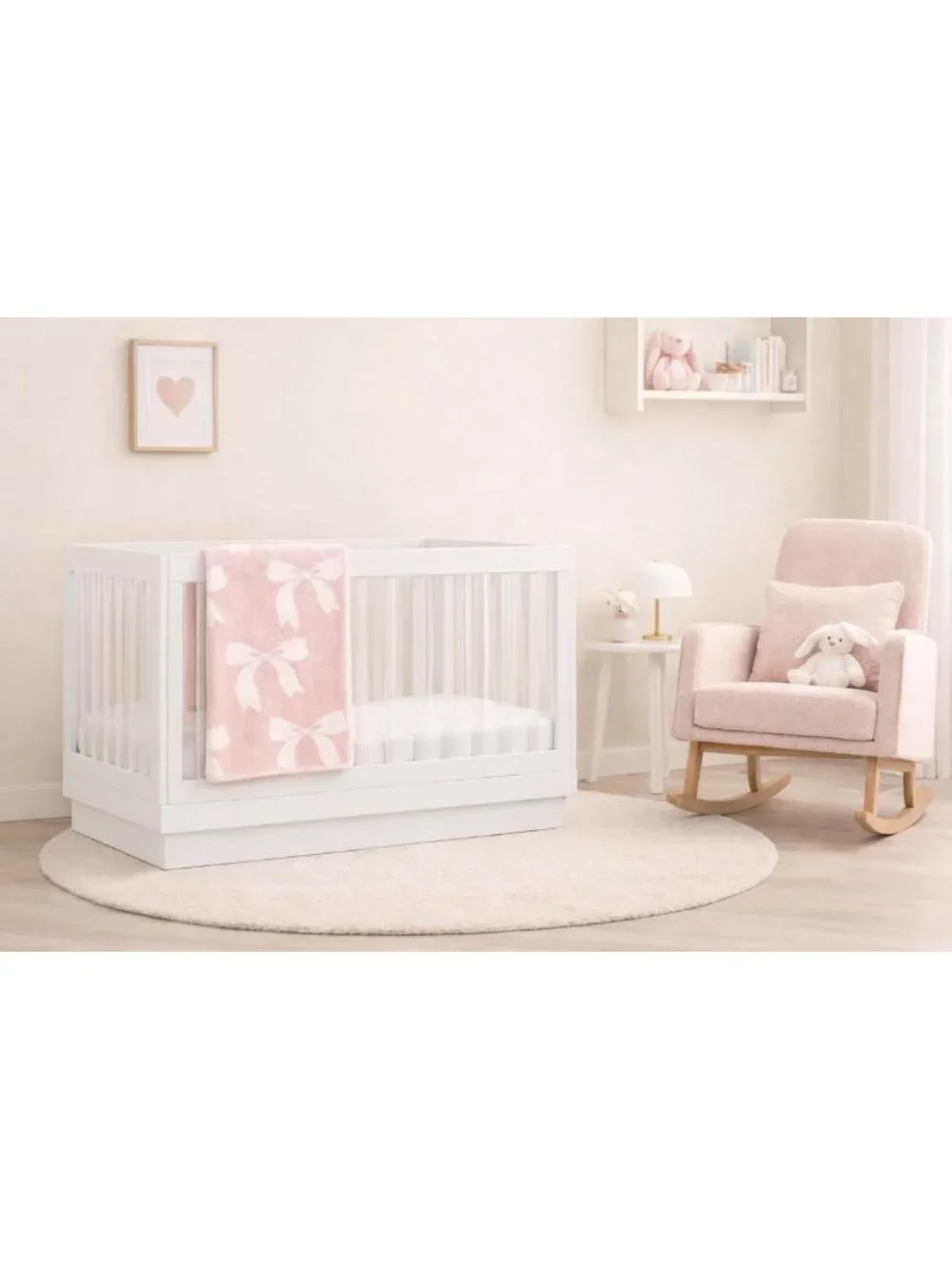Cozy Soft Knit Baby Blanket for Girls - Dreamy Bow Stroller, Crib & Car Seat